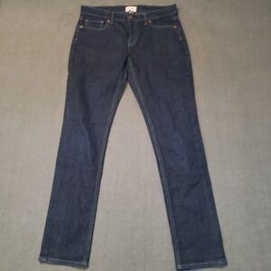 Lands' End Canvas Jeans Womens 29 Dark Blue Pin Straight Leg Stretch Denim